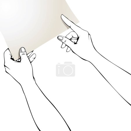 Illustration for Hands holding paper sheet on white - Royalty Free Image