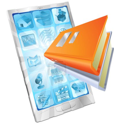 Téléchargez les illustrations : Tablette numérique et livre sur blanc - en licence libre de droit