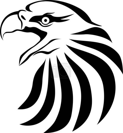Téléchargez les illustrations : Aigle noir et blanc sur fond blanc - en licence libre de droit