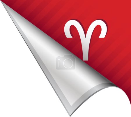 Illustration for Aries icon on red and white background - Royalty Free Image