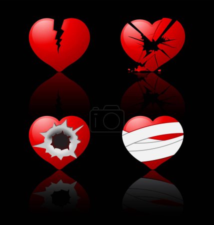 Ilustración de Corazón roto con bandera rota y bandera del estado de USA. ilustración vectorial - Imagen libre de derechos