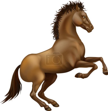 Illustration for Cartoon illustration of brown horse character running on white background - Royalty Free Image