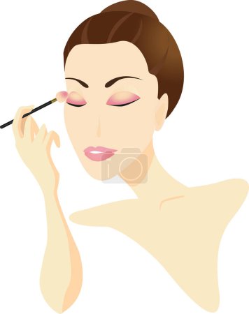 Illustration for Woman doing makeup. vector illustration - Royalty Free Image