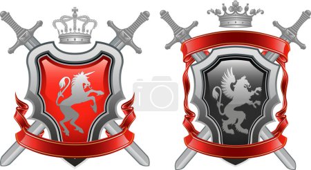 Ilustración de Escudo de armas y corona de escudo - Imagen libre de derechos