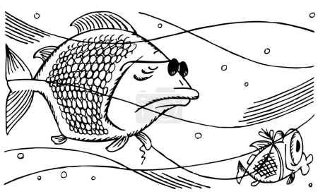 Ilustración de Peces con peces en el mar. - Imagen libre de derechos