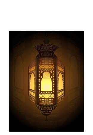 Illustration for Illustration of fanoos (lantern) used as religious ornaments for decoration and celebration in the holy month of Ramadan. - Royalty Free Image