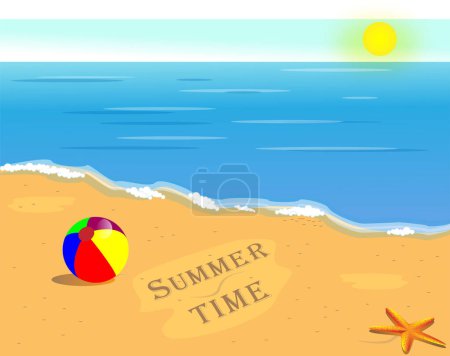 Téléchargez les illustrations : Fond de vacances d'été, belle plage tropicale ensoleillée - en licence libre de droit