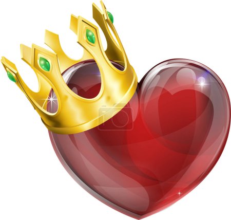 Ilustración de Corazón en corona sobre blanco - Imagen libre de derechos