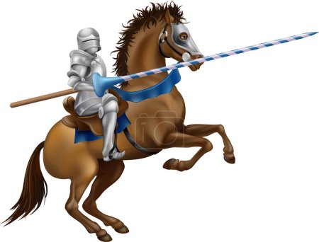 Téléchargez les illustrations : Chevalier à cheval sur fond blanc - en licence libre de droit