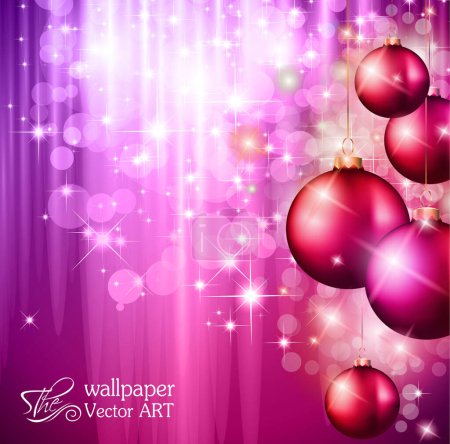 Illustration for Christmas background with red balls - Royalty Free Image
