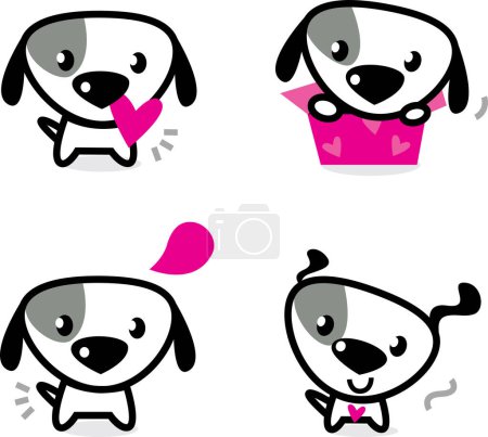 Téléchargez les illustrations : Jeu de caractères chien mignon collection - en licence libre de droit