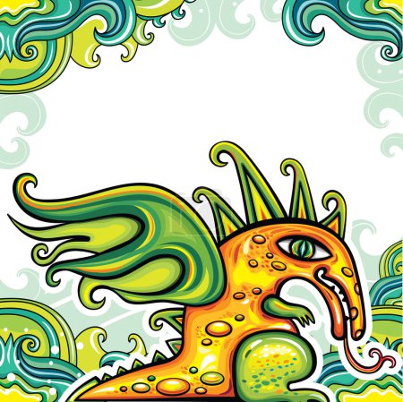 Illustration for Cartoon vector hand drawn doodle of an dragon character - Royalty Free Image