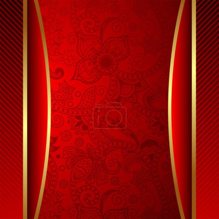 Ilustración de Vector fondo rojo con ornamento vintage. - Imagen libre de derechos