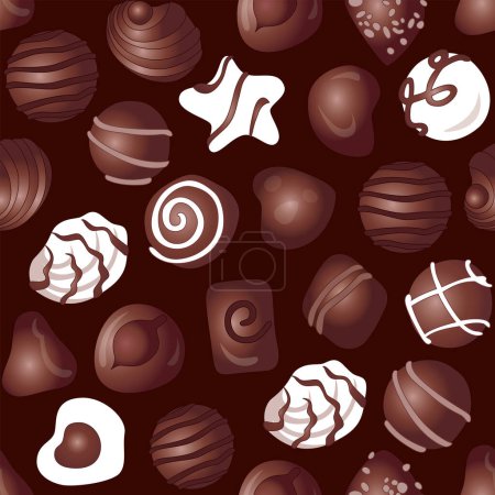 Ilustración de Patrón sin igual con caramelos de chocolate - Imagen libre de derechos