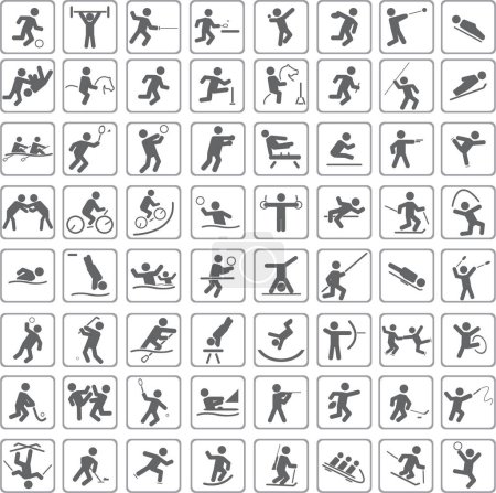 Illustration for Set of sport icons with black background - Royalty Free Image