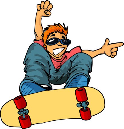 Illustration for Illustration of a cartoon boy with skateboard - Royalty Free Image
