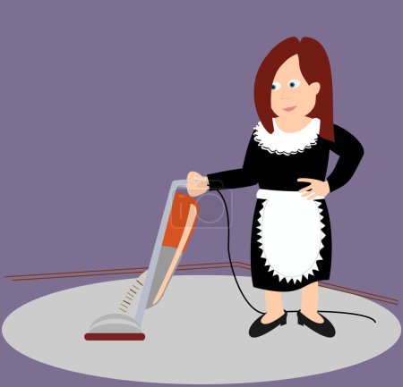 Ilustración de Mujer con aspiradora de limpieza - Imagen libre de derechos
