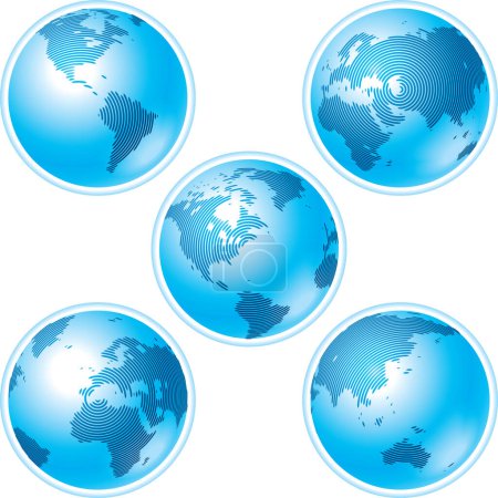 Téléchargez les illustrations : Globes sur fond blanc - en licence libre de droit