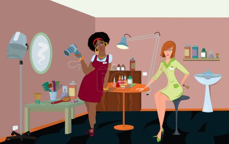 Téléchargez les illustrations : Illustration de femme de beauté dans le salon de beauté - en licence libre de droit