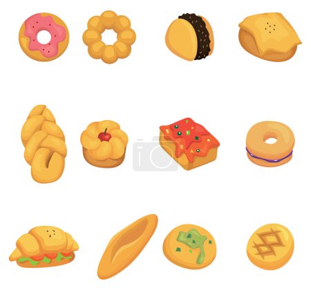 Ilustración de Conjunto de productos de panadería, ilustración vectorial - Imagen libre de derechos