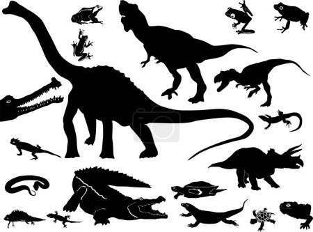 Illustration for Set of black dinosaurs silhouettes - Royalty Free Image