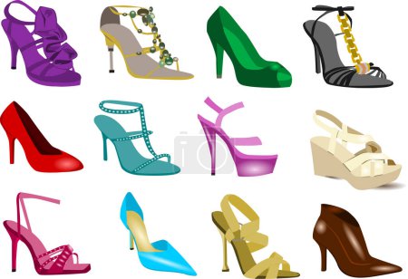 Téléchargez les illustrations : Ensemble de chaussures différentes - en licence libre de droit