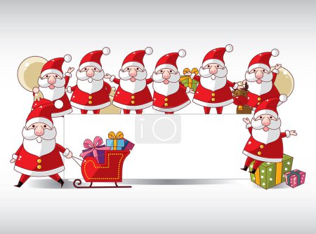 Téléchargez les illustrations : Carte de Noël avec Père Noël - en licence libre de droit