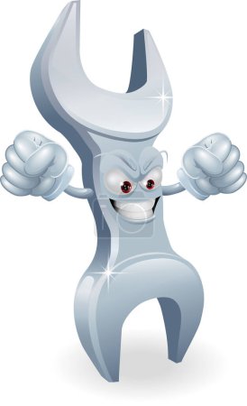 Illustration for Wrench cartoon character on white - Royalty Free Image
