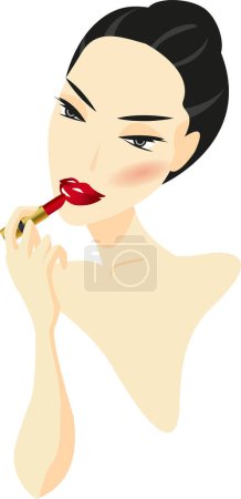 Téléchargez les illustrations : Femme avec rouge à lèvres, illustration vectorielle - en licence libre de droit