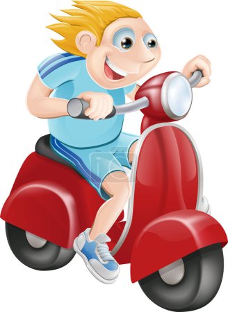 Illustration for Illustration of a boy driving scooter - Royalty Free Image