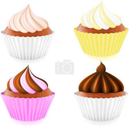 Illustration for Set with sweet cupcakes - Royalty Free Image