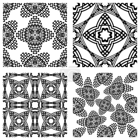 Illustration for Art monochromatic patterns set, vector - Royalty Free Image