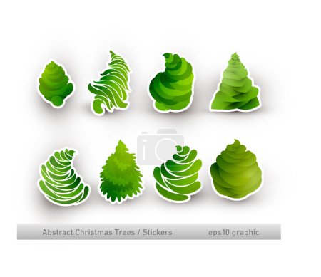 Illustration for Set of Christmas Trees Stickers - Royalty Free Image