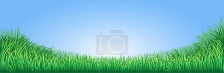 Téléchargez les illustrations : Fond d'herbe avec ciel bleu - en licence libre de droit