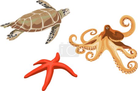 Ilustración de Colección de animales marinos - Imagen libre de derechos