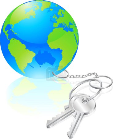 Illustration for 3 d illustration of earth with keys - Royalty Free Image