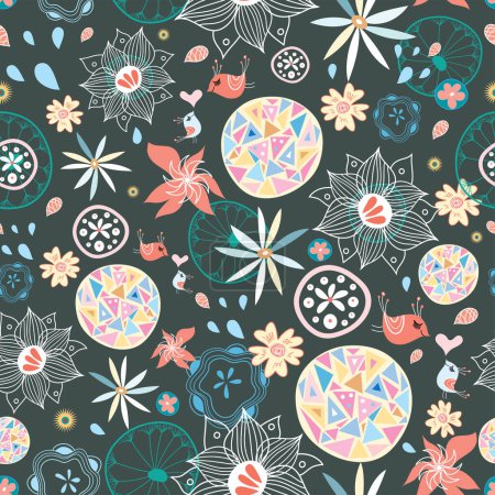 Illustration for Colorful floral seamless background - Royalty Free Image