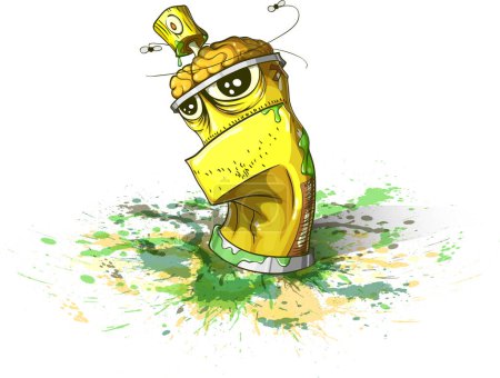 Illustration for Spray bottle of paint on a dirty background. Vector illustration. - Royalty Free Image