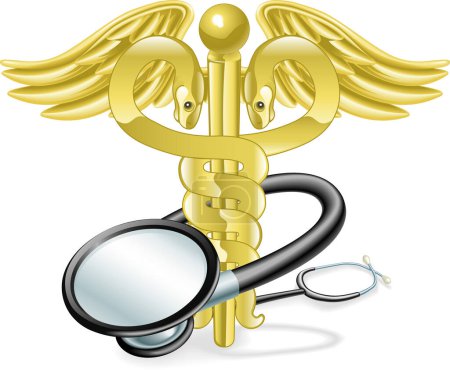Téléchargez les illustrations : Illustration vectorielle du signe de médecine avec stéthoscope - en licence libre de droit