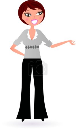 Téléchargez les illustrations : Image vectorielle d'une jeune femme en vêtements décontractés - en licence libre de droit