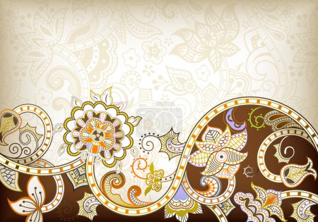 Ilustración de Fondo étnico floral abstracto - Imagen libre de derechos