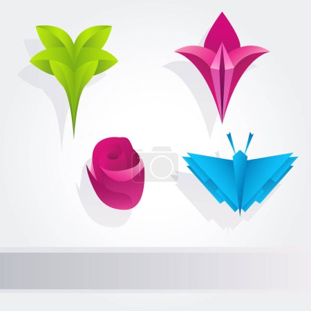 Illustration for Abstract origami paper flower vector background. - Royalty Free Image