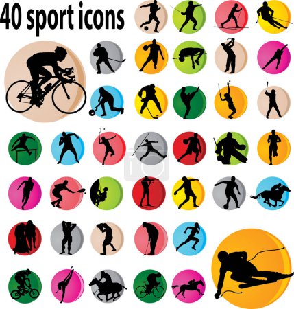 Téléchargez les illustrations : Ensemble d'icônes pour le sport et les jeux - en licence libre de droit