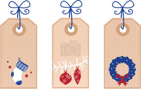 Illustration for Christmas labels with christmas decorations - Royalty Free Image