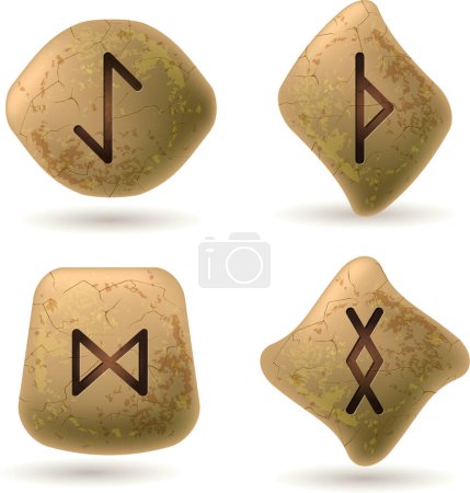 Ilustración de Conjunto de signos de runas en las piedras - Imagen libre de derechos