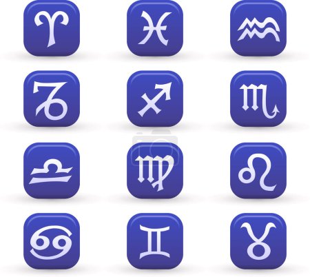 Ilustración de Iconos del zodiaco establecidos sobre fondo blanco. - Imagen libre de derechos