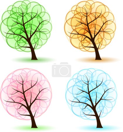 Illustration for Four trees set with white background. - Royalty Free Image