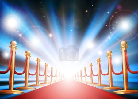 Illustration for Illustration of a red carpet with lights on background - Royalty Free Image