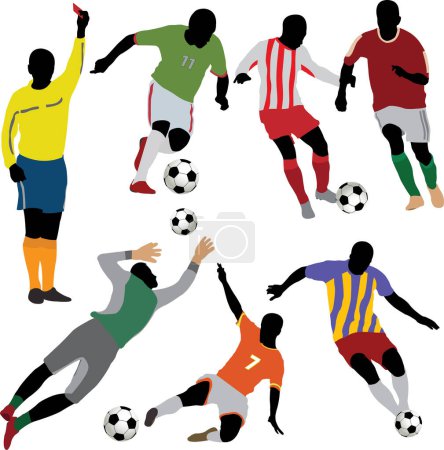 Illustration for Soccer players set on white background - Royalty Free Image