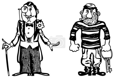Ilustración de Conjunto de personas de dibujos animados con diferentes ropas - Imagen libre de derechos